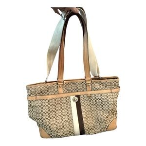 Coach Signature C Canvas and Leather Back to school work Tote/Diaper Bag